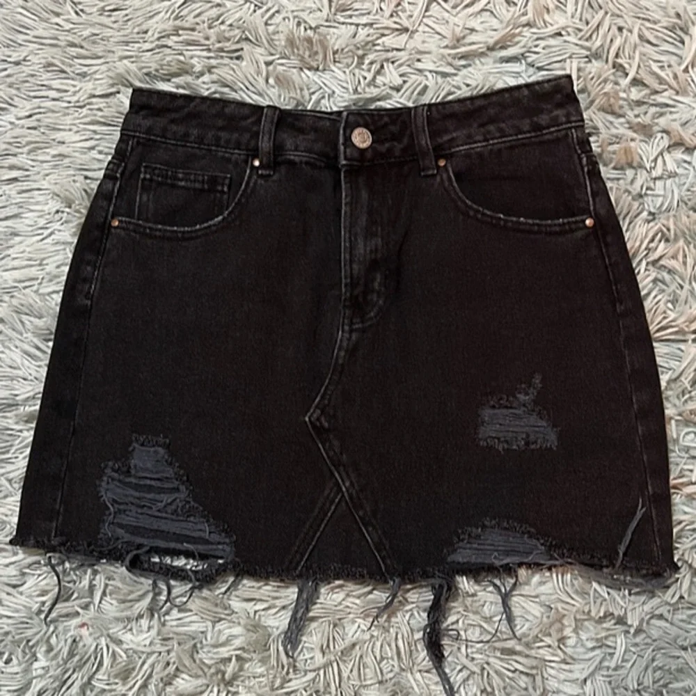 Distressed Denim Skirt